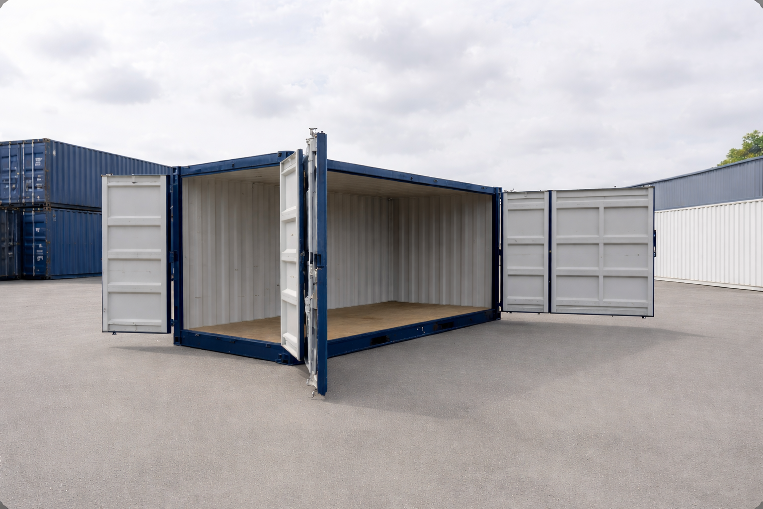 contenedor open side en patio