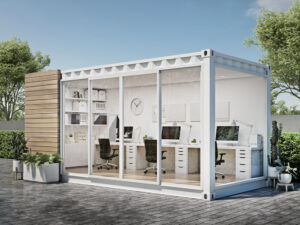 Soluciones modulares para oficina de Dracontainers con contenedores adaptados